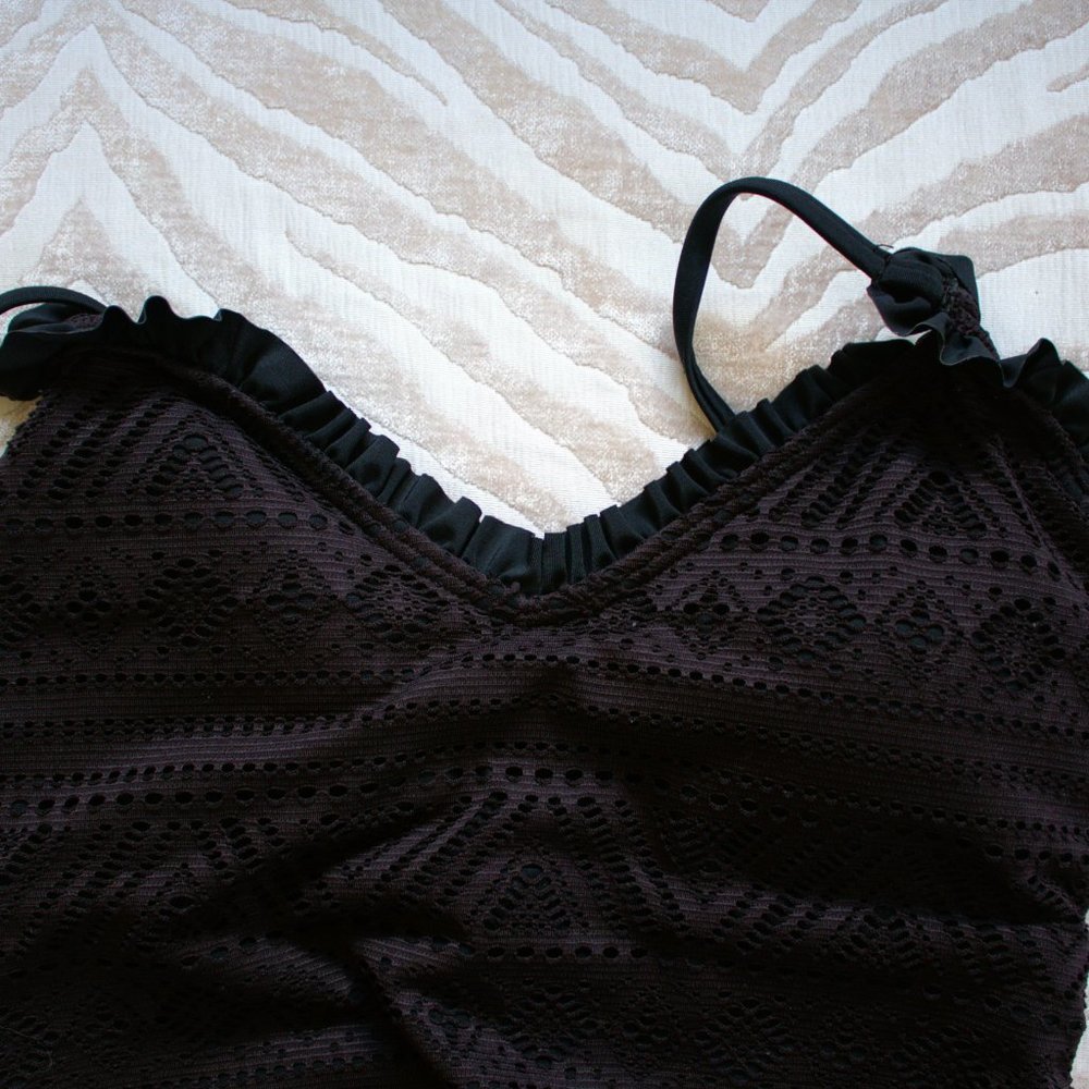 SO | Black Laced One Piece Swimsuit - Picture 3 of 7